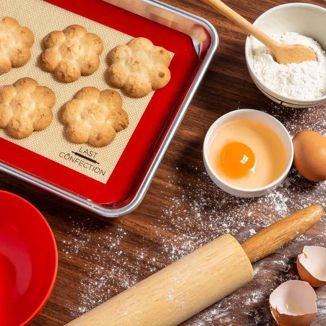 Alt view image 5 of 7 - Silicone Baking Mat - Set of 2 Non-Stick Quarter Sheet (8-1/2" x 11-1/2") Professional Food Safe Tray Pan Liners