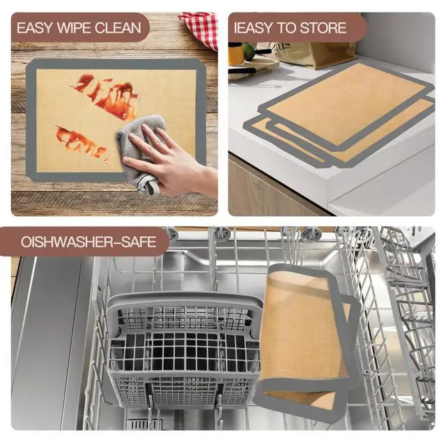 Alt view image 5 of 7 - Pack Non-Stick Silicone Baking Mat, Food Safe Silicone Mats for Baking Cookies and Macarons - Silicone Baking SheetGray