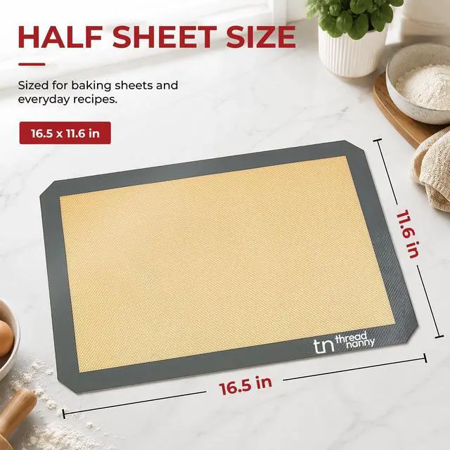 Alt view image 4 of 7 - Silicone Baking Mats Half Sheet Non Stick for Oven Reusable 4 Pack - Thick Heavy Duty Silicone Baking Mat Cookie Sheet 1/2 Size for Macaron & Pastry - Half Size Rectangular Cooking Oven Liner Pad