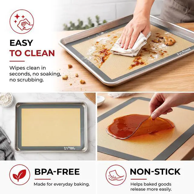 Alt view image 3 of 7 - Silicone Baking Mats Half Sheet Non Stick for Oven Reusable 4 Pack - Thick Heavy Duty Silicone Baking Mat Cookie Sheet 1/2 Size for Macaron & Pastry - Half Size Rectangular Cooking Oven Liner Pad