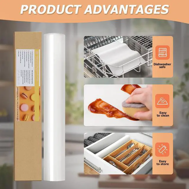 Alt view image 3 of 6 - Silicone Baking Mat Roll, Non-Stick Heat Resistant Food Grade Baking Mats, Non-Slip Reusable Air Fryer Linner, Freeze Dryer Mat, Counter Mat, Oven Liner, Refrigerator Liners - 16IN x 10FT