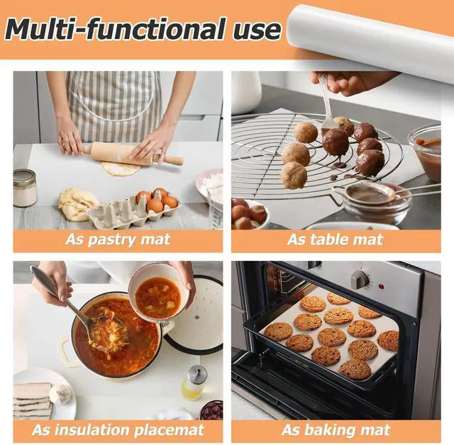 Alt view image 6 of 6 - Silicone Baking Mat Roll, Non-Stick Heat Resistant Food Grade Baking Mats, Non-Slip Reusable Air Fryer Linner, Freeze Dryer Mat, Counter Mat, Oven Liner, Refrigerator Liners - 16IN x 10FT