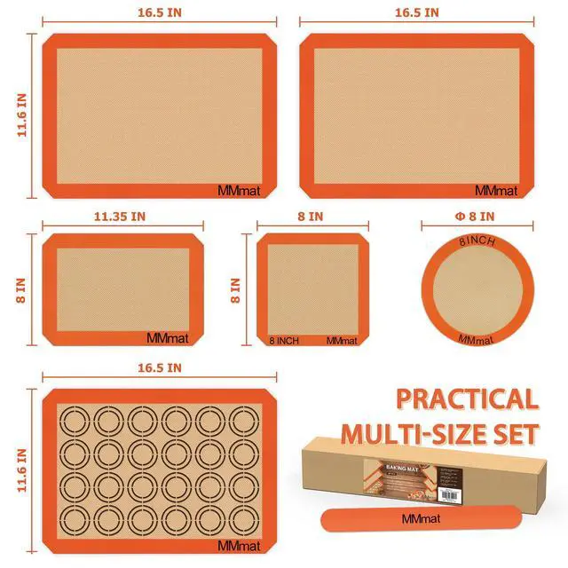 Alt view image 2 of 6 - Silicone Baking Mats - Best German Silicone, Non Slip Baking Sheet, Non Stick Reusable Silicone Mats For Baking, Food Grade Oven Liner, Counter Mat, Set of 6