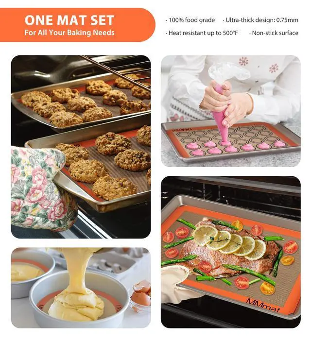 Alt view image 3 of 6 - Silicone Baking Mats - Best German Silicone, Non Slip Baking Sheet, Non Stick Reusable Silicone Mats For Baking, Food Grade Oven Liner, Counter Mat, Set of 6