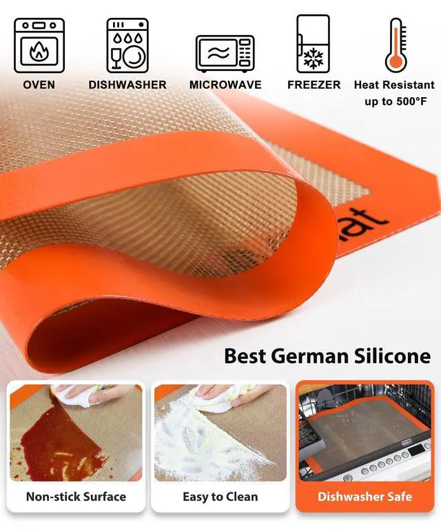 Alt view image 5 of 6 - Silicone Baking Mats - Best German Silicone, Non Slip Baking Sheet, Non Stick Reusable Silicone Mats For Baking, Food Grade Oven Liner, Counter Mat, Set of 6
