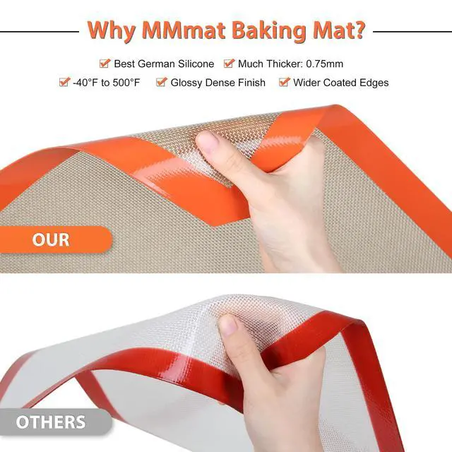 Alt view image 6 of 6 - Silicone Baking Mats - Best German Silicone, Non Slip Baking Sheet, Non Stick Reusable Silicone Mats For Baking, Food Grade Oven Liner, Counter Mat, Set of 6