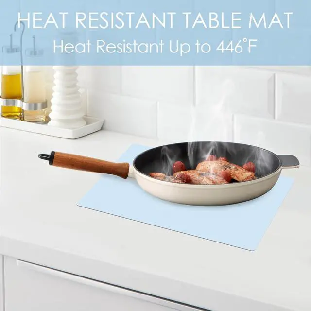 Alt view image 6 of 7 - 11.8''x15.75'' Silicone Mats, Food Grade Silicone Pad Table Mat for Crafts, Kids Placemat, Silicone Heat Resistant Mat Kitchen Counter Mat for Baking Pastry, Light Blue, 1Pack