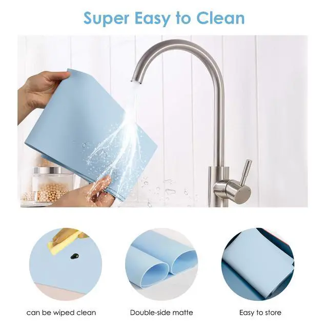Alt view image 7 of 7 - 11.8''x15.75'' Silicone Mats, Food Grade Silicone Pad Table Mat for Crafts, Kids Placemat, Silicone Heat Resistant Mat Kitchen Counter Mat for Baking Pastry, Light Blue, 1Pack