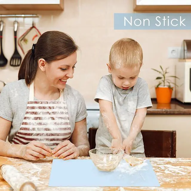 Alt view image 5 of 7 - 11.8''x15.75'' Silicone Mats, Food Grade Silicone Pad Table Mat for Crafts, Kids Placemat, Silicone Heat Resistant Mat Kitchen Counter Mat for Baking Pastry, Light Blue, 1Pack