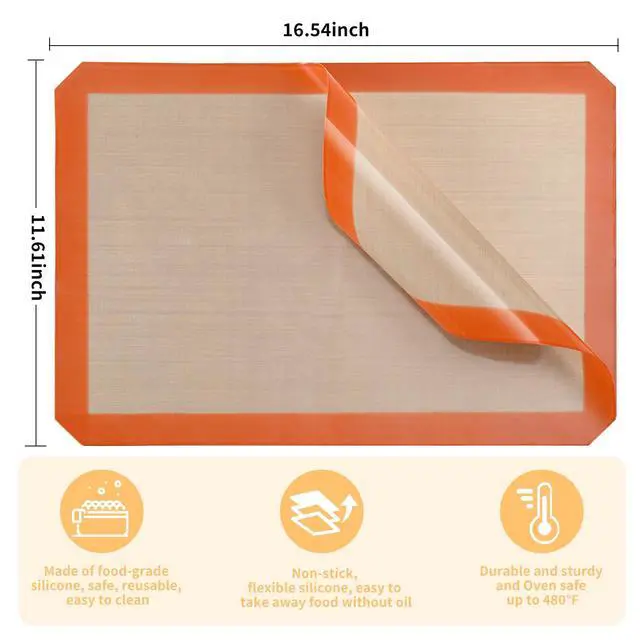 Alt view image 2 of 7 - Pack Silicone Baking Mats Non-Stick Reusable BPA-Free Oven Liners, 100% Food-Grade Silicone, Fit Half Sheet Pans (16.54" x 11.62") for Cookies, Pastry & More