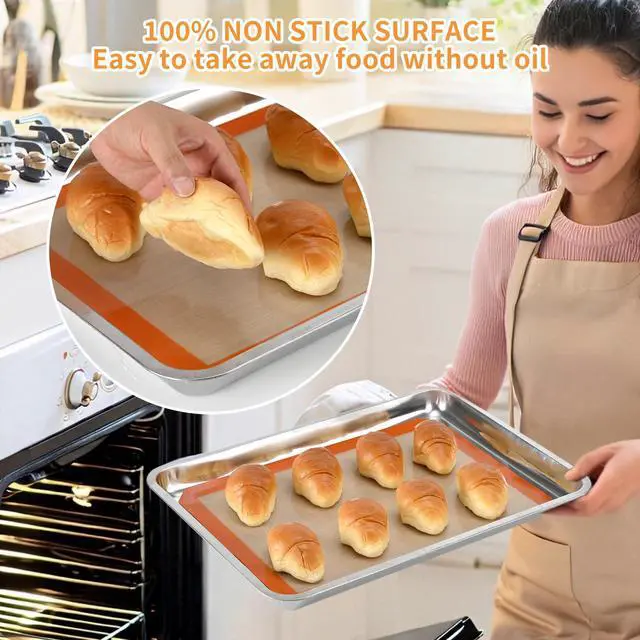 Alt view image 4 of 7 - Pack Silicone Baking Mats Non-Stick Reusable BPA-Free Oven Liners, 100% Food-Grade Silicone, Fit Half Sheet Pans (16.54" x 11.62") for Cookies, Pastry & More