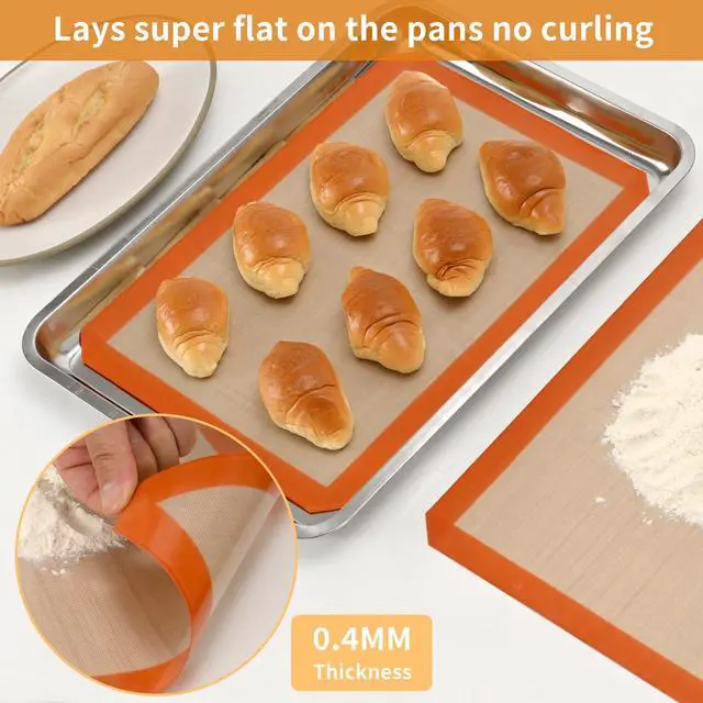 Alt view image 3 of 7 - Pack Silicone Baking Mats Non-Stick Reusable BPA-Free Oven Liners, 100% Food-Grade Silicone, Fit Half Sheet Pans (16.54" x 11.62") for Cookies, Pastry & More