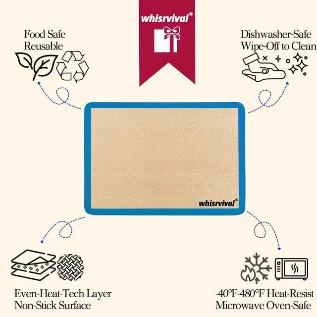 Alt view image 6 of 7 - 4 Pack Silicone Baking Mat, Non-Stick Silicone Baking Sheet, Food Safe Silicone Mats for Baking, 480 Heat Resistant, 2 Half & 2 Quarter (Purple, Blue, Grey)