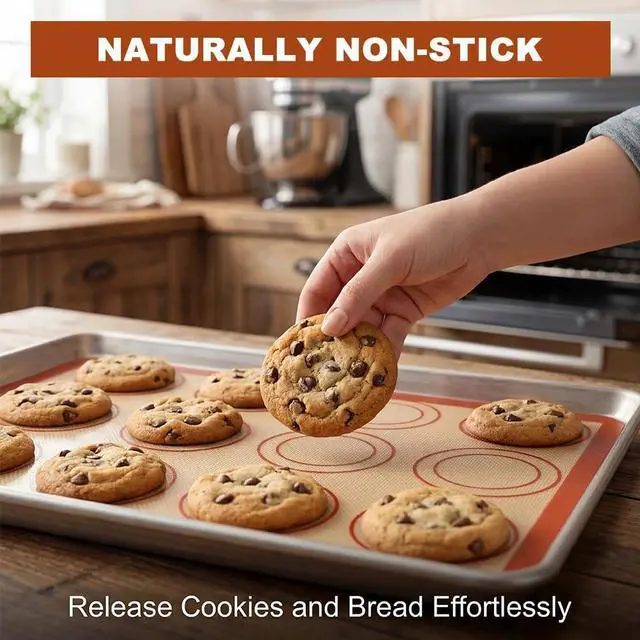 Alt view image 5 of 7 - Silicone Baking Mat Set of 6, Extra Thick Silicone Mats, Food Grade Non-stick Reusable Baking Mat, Heat Resistant -40°F to 446°F, Round & Square Cake Pan Mat for Macarons, Cookies, Pizza, Bread