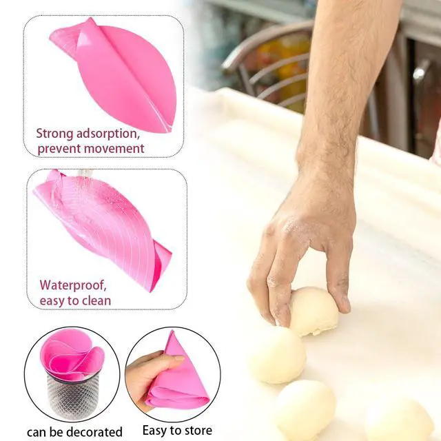 Alt view image 5 of 7 - Silicone Cake Mat, 12 Inch Round Silicone Mat, Cake Mat with Measurements, Cake Turntable Mat, Reusable Cookie Mat for Rolling Dough, Non-Stick Heat Resistant, Pastry Baking Pad Pink