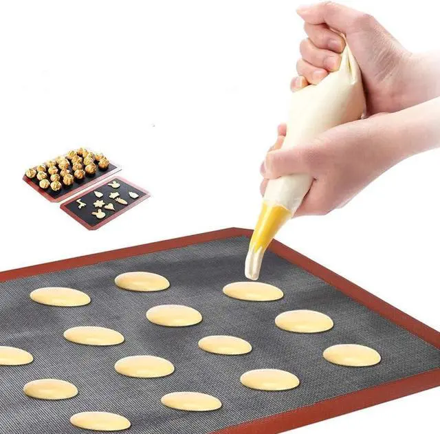 Alt view image 3 of 3 - Hermerlee Perforated Silicone Baking Mats, 2 PCS Eclair Silicone Mat for Half SheetTray Pan Liners Perfect Bakeware for Making Cookies, Macarons, Bread and Pastry,11.8"x 15.7" (Corner Cut)
