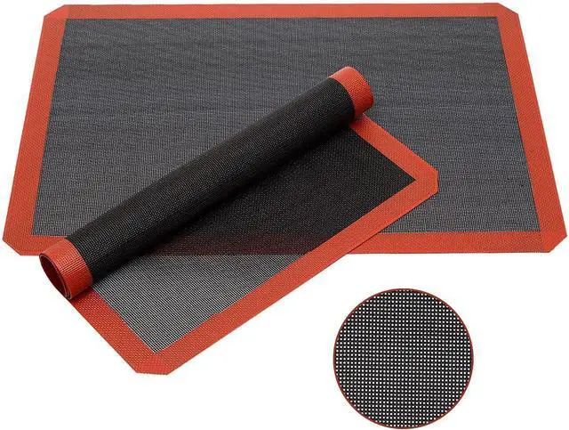 Alt view image 2 of 3 - Hermerlee Perforated Silicone Baking Mats, 2 PCS Eclair Silicone Mat for Half SheetTray Pan Liners Perfect Bakeware for Making Cookies, Macarons, Bread and Pastry,11.8"x 15.7" (Corner Cut)