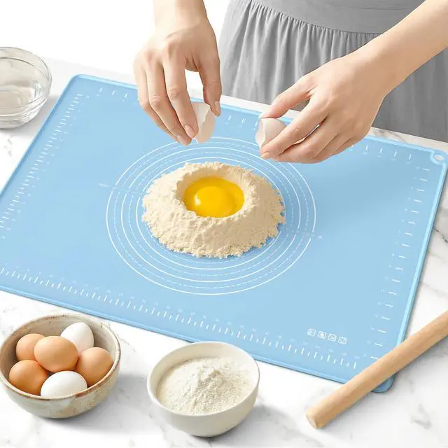 Alt view image 3 of 7 - Silicone Baking Mat 28x20 Inches | Extra Thick Dough Rolling Mat with Measurements and Edge Heightening | Non-Stick Food Grade Pastry Mat for Pastry, Bread, Cookies, Pizza, Fondant & Pasta