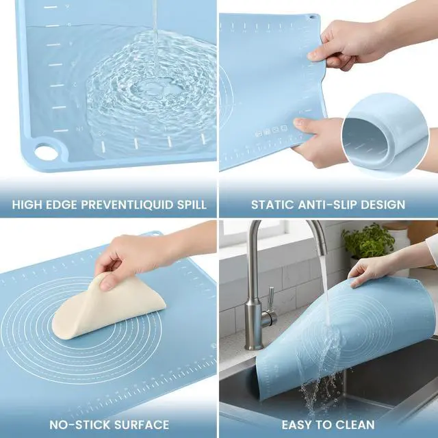 Alt view image 4 of 7 - Silicone Baking Mat 28x20 Inches | Extra Thick Dough Rolling Mat with Measurements and Edge Heightening | Non-Stick Food Grade Pastry Mat for Pastry, Bread, Cookies, Pizza, Fondant & Pasta