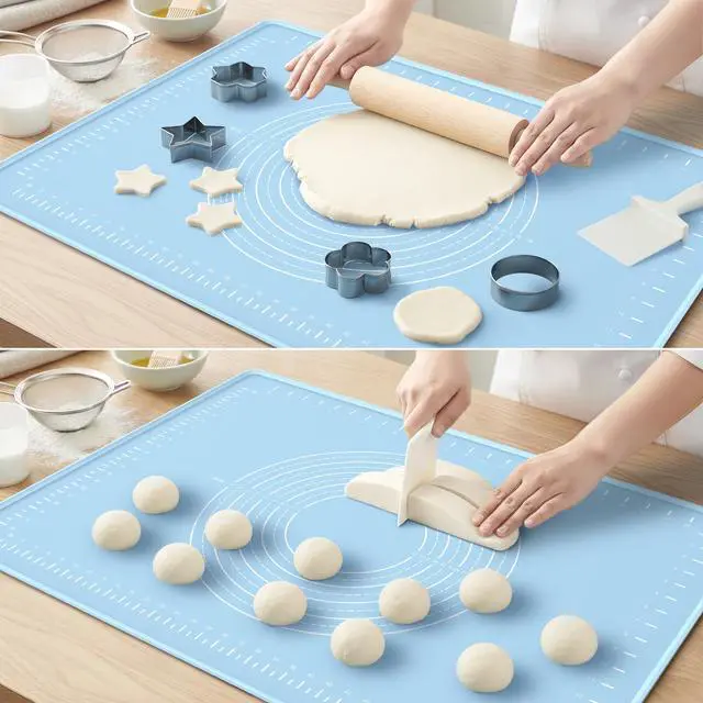 Alt view image 6 of 7 - Silicone Baking Mat 28x20 Inches | Extra Thick Dough Rolling Mat with Measurements and Edge Heightening | Non-Stick Food Grade Pastry Mat for Pastry, Bread, Cookies, Pizza, Fondant & Pasta