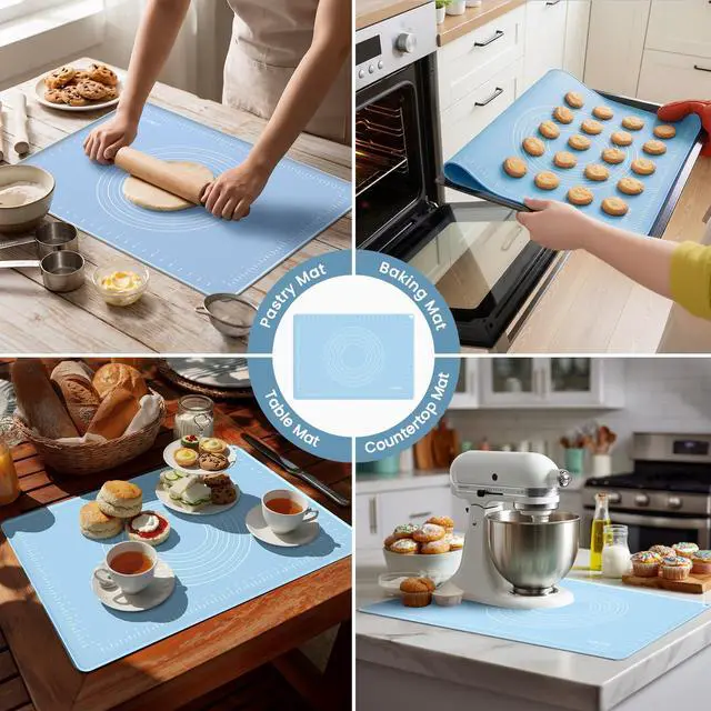 Alt view image 7 of 7 - Silicone Baking Mat 28x20 Inches | Extra Thick Dough Rolling Mat with Measurements and Edge Heightening | Non-Stick Food Grade Pastry Mat for Pastry, Bread, Cookies, Pizza, Fondant & Pasta