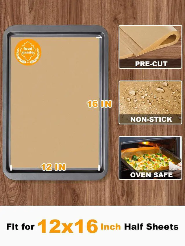 Alt view image 2 of 7 - 200 Pcs Parchment Paper Baking Sheets, 12x16 Inches Non-Stick Precut Baking Parchment, for Baking Grilling Steaming Bread Cup Cake Cookie and More (Unbleached)