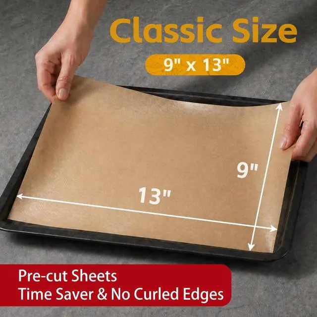 Alt view image 7 of 7 - 100 Pcs 9x13 Inches Unbleached Parchment Paper Sheets for Baking, Quarter Sheet Precut Parchment Paper, Cooking, Grilling, Air Fryer and Steaming, Fit for Quarter Sheet Pans
