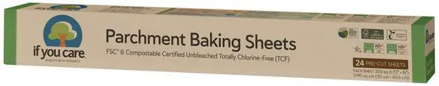 Main image of Parchment Paper Baking Sheets 3 Pack of 24-Count Precut Liners - Unbleached, Chlorine Free, Greaseproof, Silicone Coated Standard Size Fits 12.5 x 16 Pans
