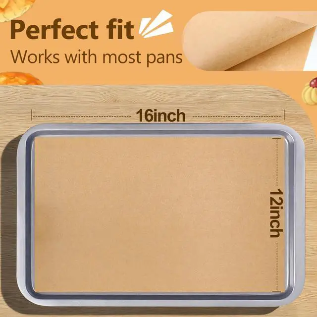 Alt view image 3 of 6 - 400Pcs Unbleached 12x16 Inch Silicone Coated Parchment Paper Sheets, Pre-Cut Non-Stick Baking Paper for Oven, Air Fryer, Grilling, Cooking, Fit Half Sheet Baking Pans