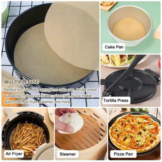 Alt view image 5 of 7 - Inch Parchment Paper Rounds, Non Stick Parchment Paper for Baking, Round Pizza Paper for Pizza Maker, Pizza Pan, Tortilla Press, Quesadilla Maker, Cake Pan and More(Set of 100)