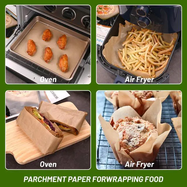 Alt view image 5 of 7 - PCS Parchment Paper Sheets, 9" x 6.2" Non-Stick Precut Baking Parchment, for Baking Grilling Air Fryer Steaming Bread Cakes Cookies and More(Unbleached)