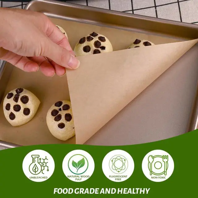 Alt view image 3 of 7 - PCS Parchment Paper Sheets, 9" x 6.2" Non-Stick Precut Baking Parchment, for Baking Grilling Air Fryer Steaming Bread Cakes Cookies and More(Unbleached)