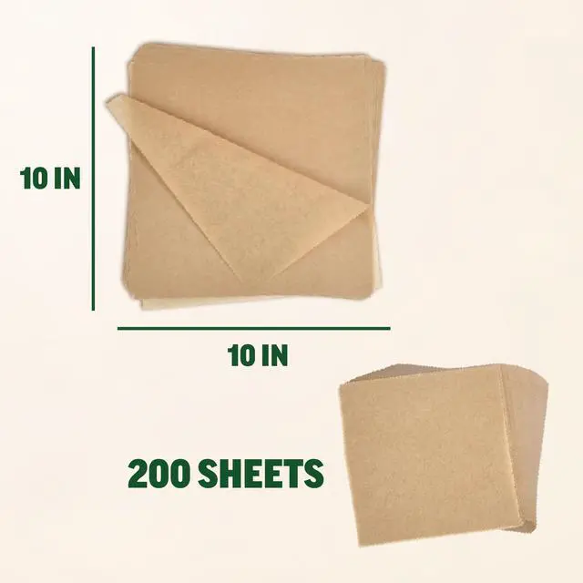 Alt view image 4 of 7 - 10x10 Parchment Paper Squares (200 Sheets), Unbleached, High Heat, Non-stick, Pre-cut Baking Paper - Fits 10x10 Square Pans, Toaster Oven Trays, Air Fryer, Dehydrator - Baking and Roasting