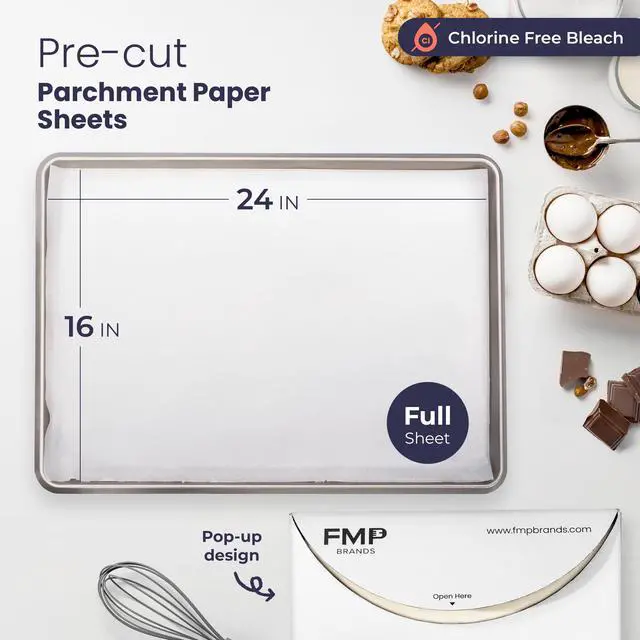 Alt view image 2 of 7 - 125 Pcs Parchment Paper Baking Sheets, 16 x 24 inch Pre-Cut Non Stick Full Size White Oven Paper for Cooking, Baking Cookie, Steaming, Grilling Rack, Air Fryer