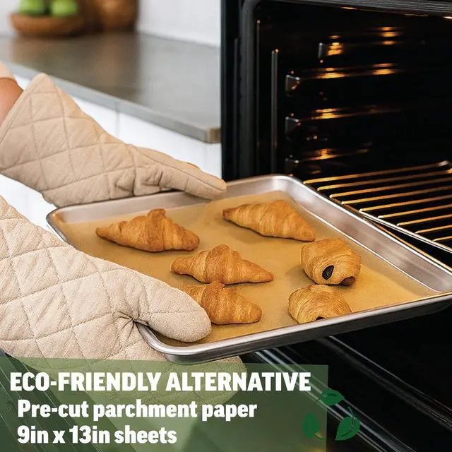 Alt view image 2 of 7 - 9x13 Parchment Paper (100 sheets) - Unbleached, High Heat, Non-stick, Pre-cut Baking Paper for Quarter Sheet Pans - Great for Baking, Roasting, Wrapping, Dehydrator, and so much more