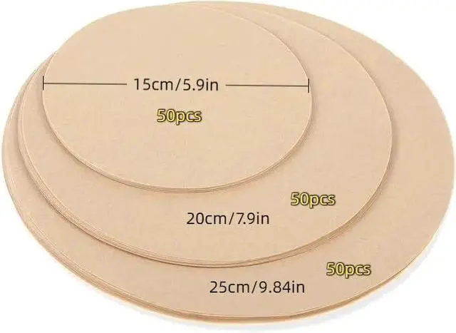 Alt view image 3 of 6 - 150 Sheets Round Baking Parchment Paper,6, 8, 10 Inch Parchment Paper Rounds Non-Stick Precut Parchment Paper Sheets for Baking, Cookies, Pizza, Steamer & Grilling
