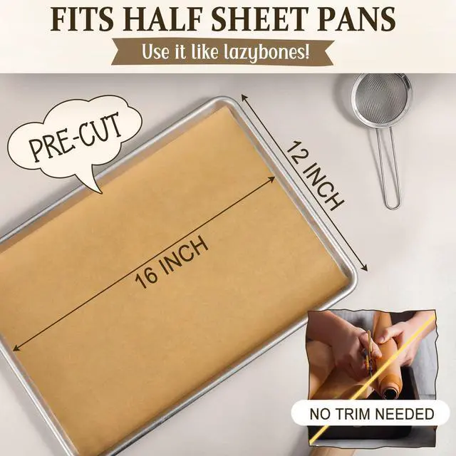 Alt view image 2 of 7 - Parchment Paper Sheets, Unbleached Parchment Baking Sheets, Precut Parchment Paper 12 x 16 IN, Non-Stick Parchment Paper for Baking Grilling Air Fryer Steaming Bread Cake Cookie - 50 Count