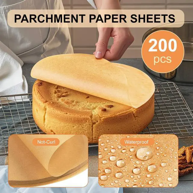 Alt view image 3 of 7 - 200Pcs 9 Inch Round Baking Parchment Paper - Parchment sheets for Ultimate Baking Experience, Extra-Large Size, Exceptional Non-Stick, Waterproof, and Tear-Resistant, a Must-Have in the Kitchen