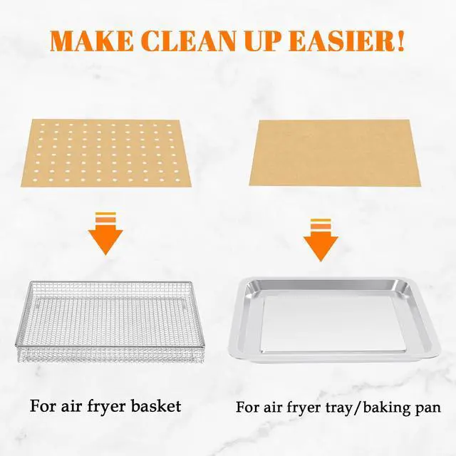 Alt view image 3 of 7 - 9 x11 inch Parchment Paper Liners Disposable 170 Pcs, Perforated&Unperforated Sheets Combo, 85-Pcs Each, Accessories for Cuisinart, Emeril, Ninja, Breville, Instant Pot, Gowise