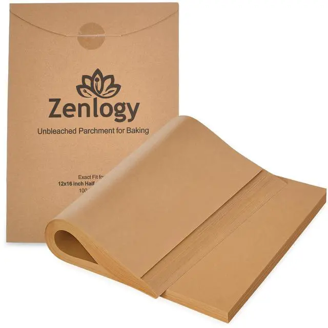 Main image of Parchment Paper Sheets 12x16 (100 sheets) for Baking - Unbleached Chlorine-free High Heat Non-Stick Pre-Cut Parchment Paper for Half Sheet Pans