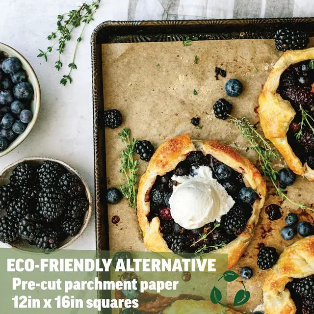 Alt view image 2 of 7 - Parchment Paper Sheets 12x16 (100 sheets) for Baking - Unbleached Chlorine-free High Heat Non-Stick Pre-Cut Parchment Paper for Half Sheet Pans