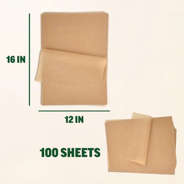 Alt view image 4 of 7 - Parchment Paper Sheets 12x16 (100 sheets) for Baking - Unbleached Chlorine-free High Heat Non-Stick Pre-Cut Parchment Paper for Half Sheet Pans