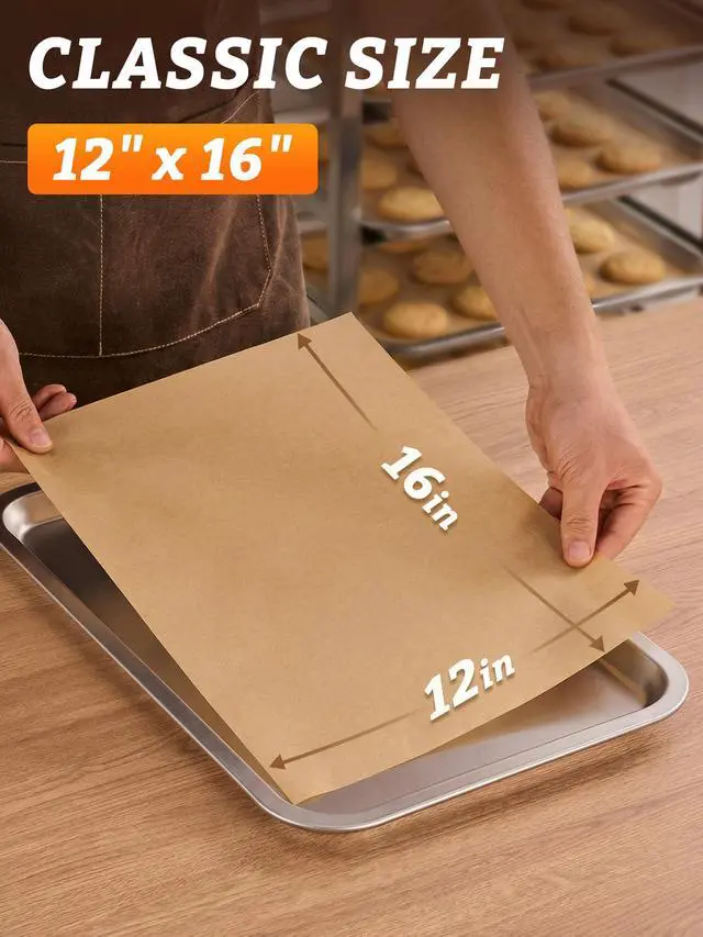 Alt view image 2 of 7 - 400 Pcs Parchment Paper Baking Sheets, 12x16 Inches Non-Stick Precut Baking Parchment, for Baking Grilling Air Fryer Steaming Bread Cup Cake Cookie and More (Unbleached)