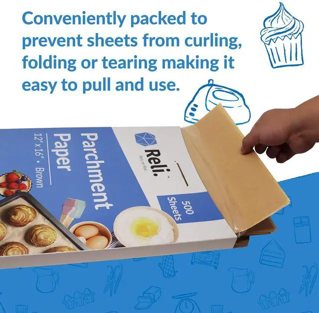 Alt view image 6 of 7 - 500 Pcs Parchment Paper Sheets, Bulk | 12x16 in. | Brown Parchment Sheets, Baking Paper | Non-Stick, Pre-Cut Pan Liners | Brown | Disposable for Baking, Air Fryer, Grilling