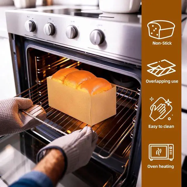Alt view image 2 of 7 - 100pcs Natural Kraft Loaf Pan Liners - 31x24cm Non-stick Parchment Paper for Bread Baking - Greaseproof Disposable Toast Bread Liners for Homemade Cake & Pastry - Unbleached