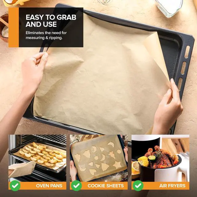 Alt view image 5 of 7 - 150 Ct Unbleached Parchment Paper Sheets, Pop Up Parchment Paper Sheets for Baking, Air fryer Sheets & Oven Liners FOr cookies, Bread, meat, Pizza (10.7x13.75)