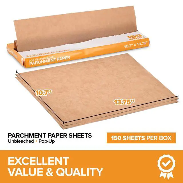 Alt view image 2 of 7 - 150 Ct Unbleached Parchment Paper Sheets, Pop Up Parchment Paper Sheets for Baking, Air fryer Sheets & Oven Liners FOr cookies, Bread, meat, Pizza (10.7x13.75)