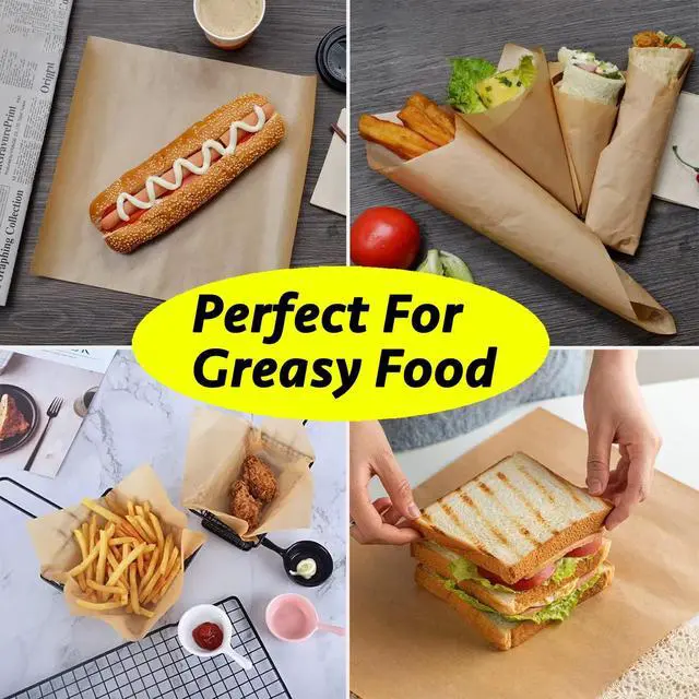 Alt view image 4 of 7 - Deli Paper Sheets 12" X 12" 100PK, Grease Proof Sandwich Wrapping Paper