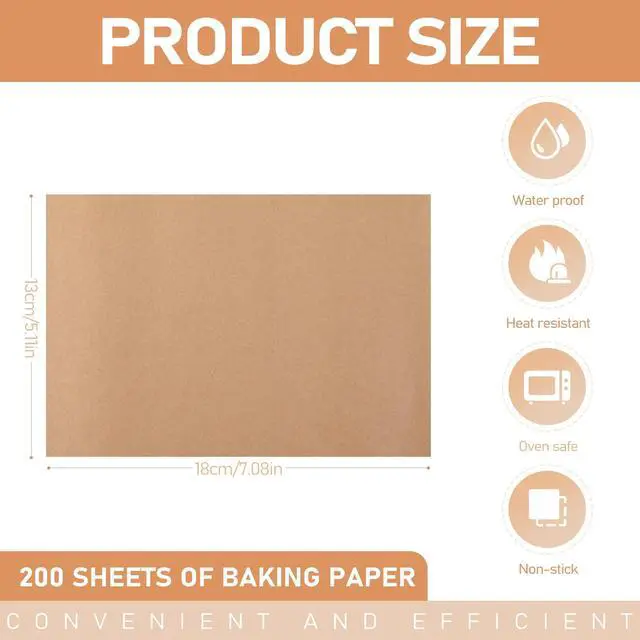 Alt view image 2 of 7 - 200 Pcs Large Parchment Paper Sheets for Baking, 13 x 18 Inch Brown Unbleached Precut Nonstick Parchment Baking Sheets Heavy Duty for Cookies Steaming Grilling Cooking Air Fryer Oven Pan