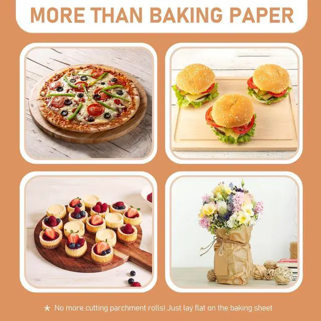 Alt view image 5 of 7 - 200 Pcs Large Parchment Paper Sheets for Baking, 13 x 18 Inch Brown Unbleached Precut Nonstick Parchment Baking Sheets Heavy Duty for Cookies Steaming Grilling Cooking Air Fryer Oven Pan